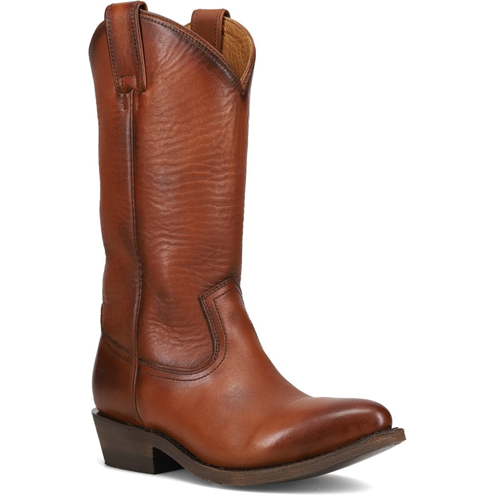 Three-quarter view of Frye Billy Pull On Boot in Cognac