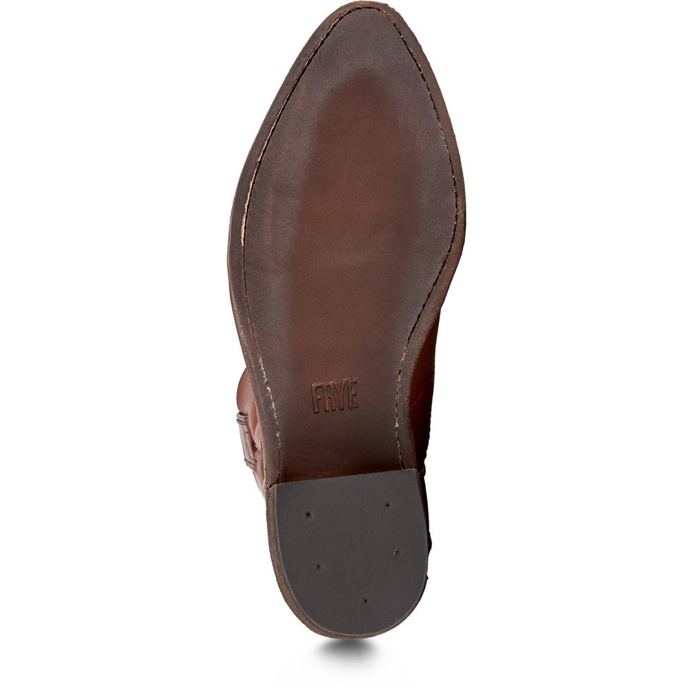 Outsole view of Frye Billy Short Boot in Cognac
