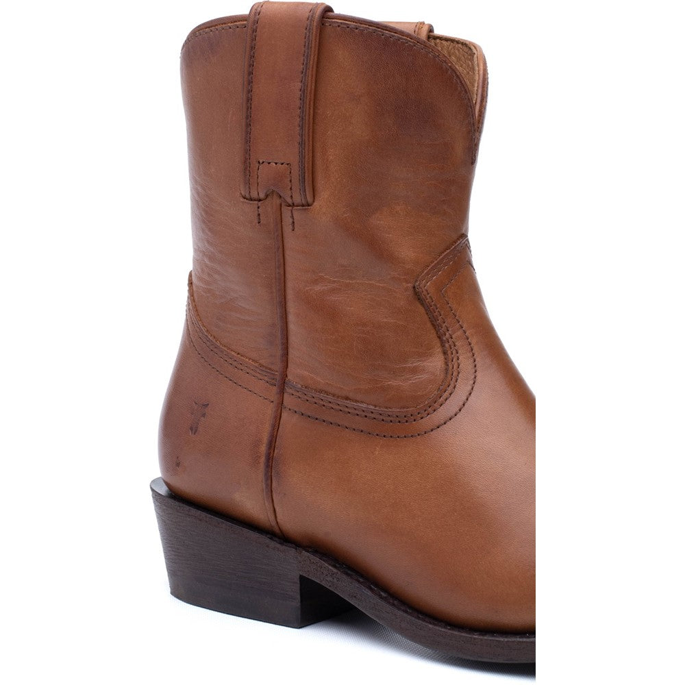Close-up view of stitching on Frye Billy Short Boot in Cognac