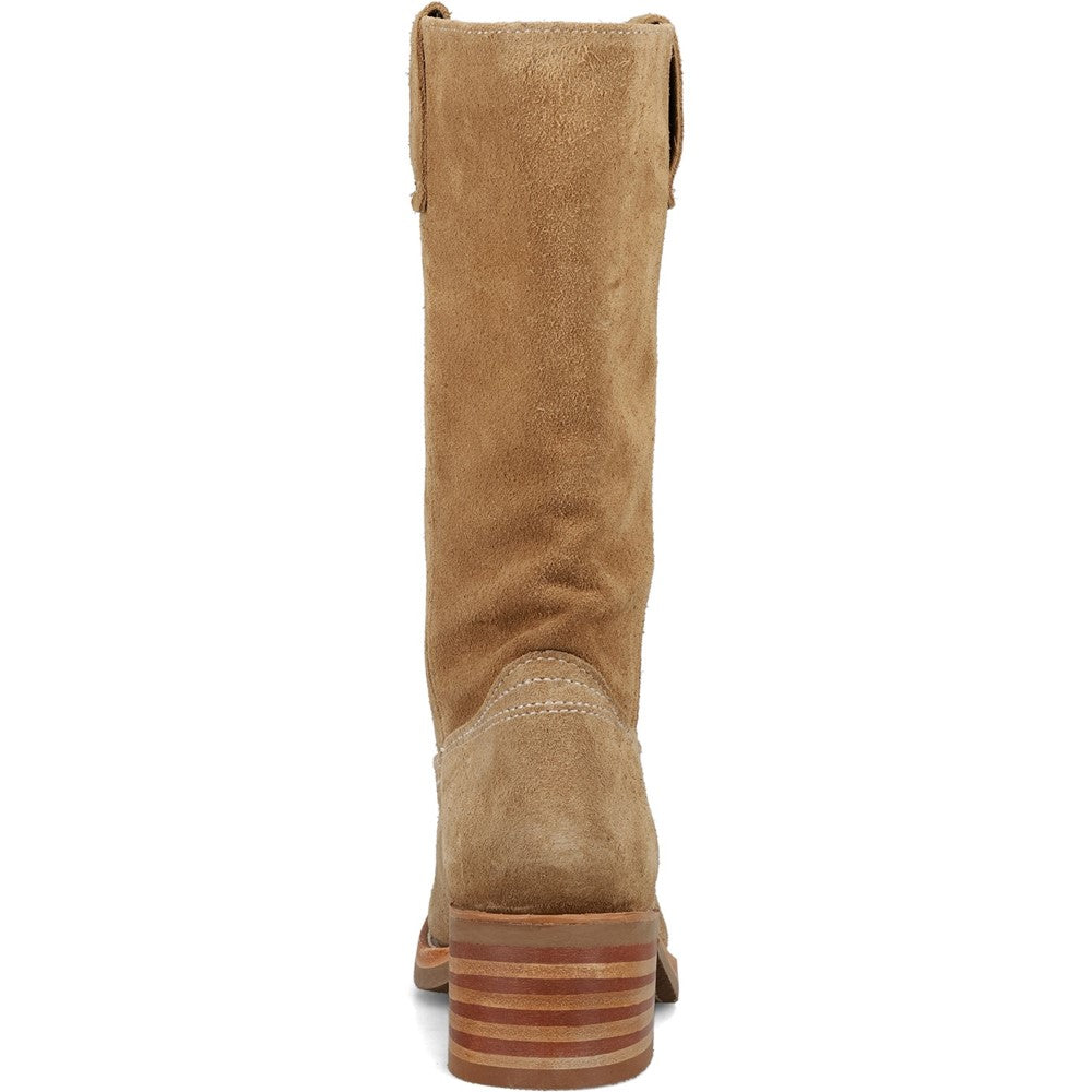 Back view of Frye Campus 12R Suede Boot in Tan