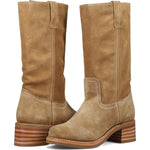 Crossed pair view of Frye Campus 12R Suede Boot in Tan