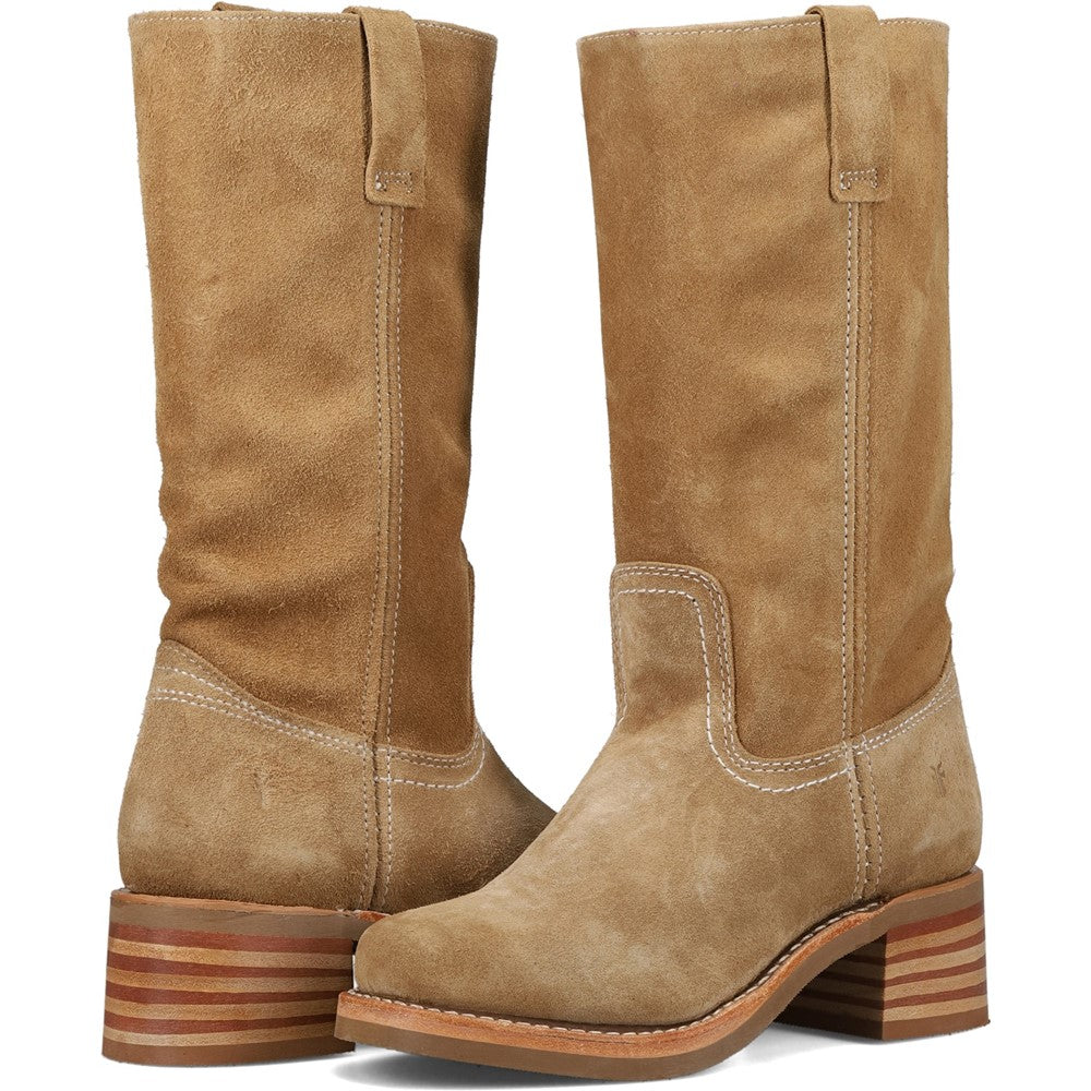 Crossed pair view of Frye Campus 12R Suede Boot in Tan