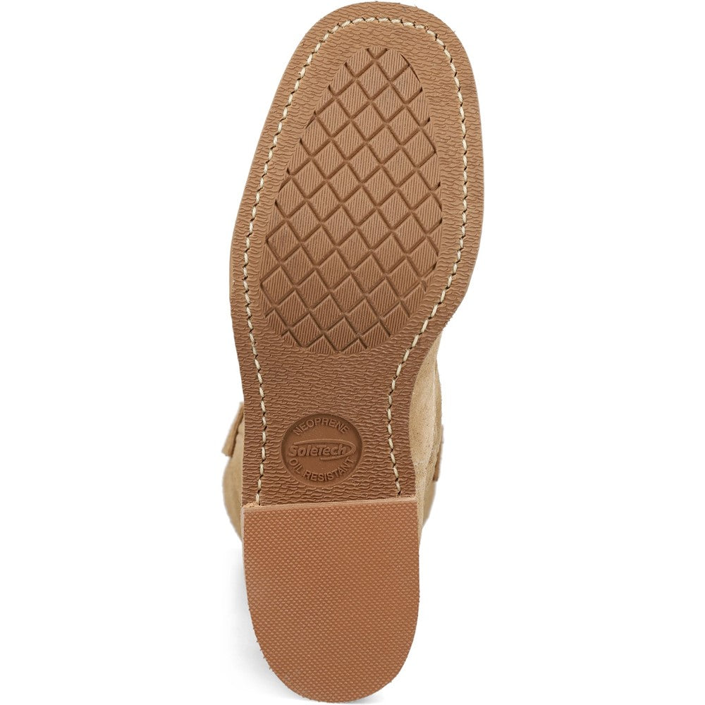 Outsole view of Frye Campus 12R Suede Boot in Tan