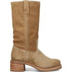 Side view of Frye Campus 12R Suede Boot in Tan