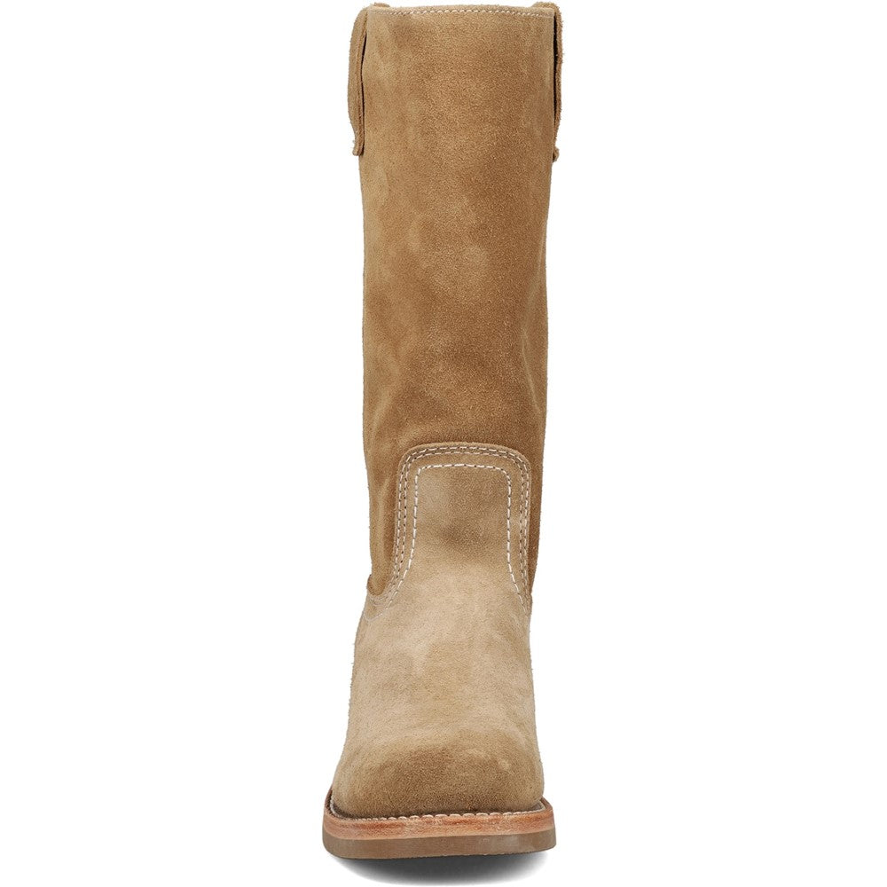 Front view of Frye Campus 12R Suede Boot in Tan