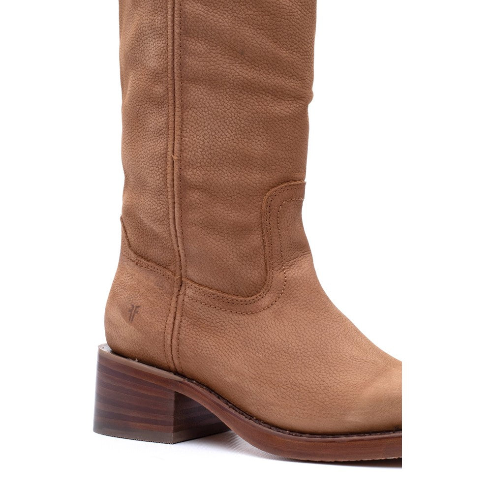 Close-up view of stitching on Frye Campus 14L Boot in Light Brown