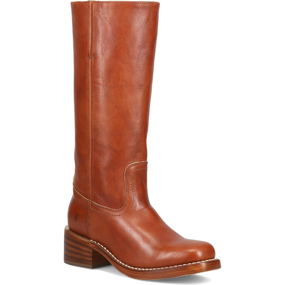 Three-quarter view of Frye Campus 14L Boot in Tan