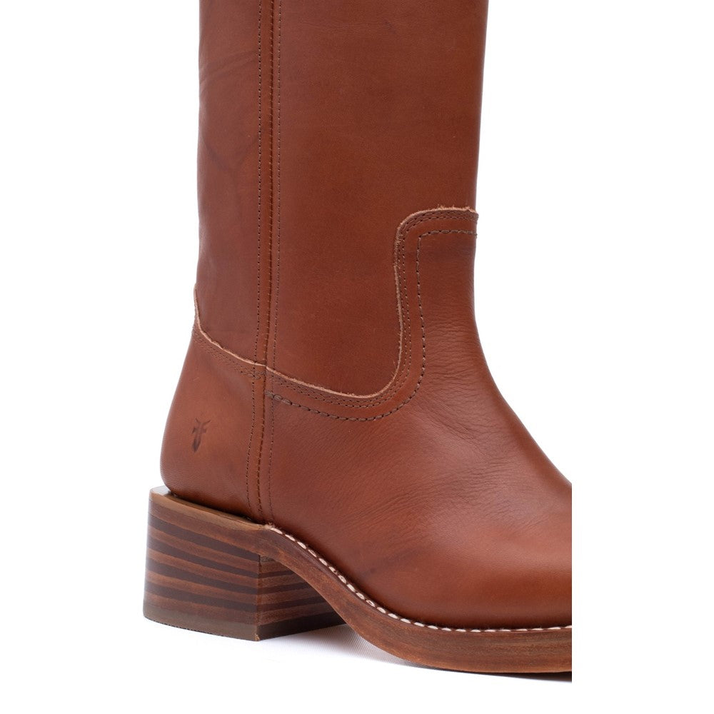Close-up view of stitching on Frye Campus 14L Boot in Tan
