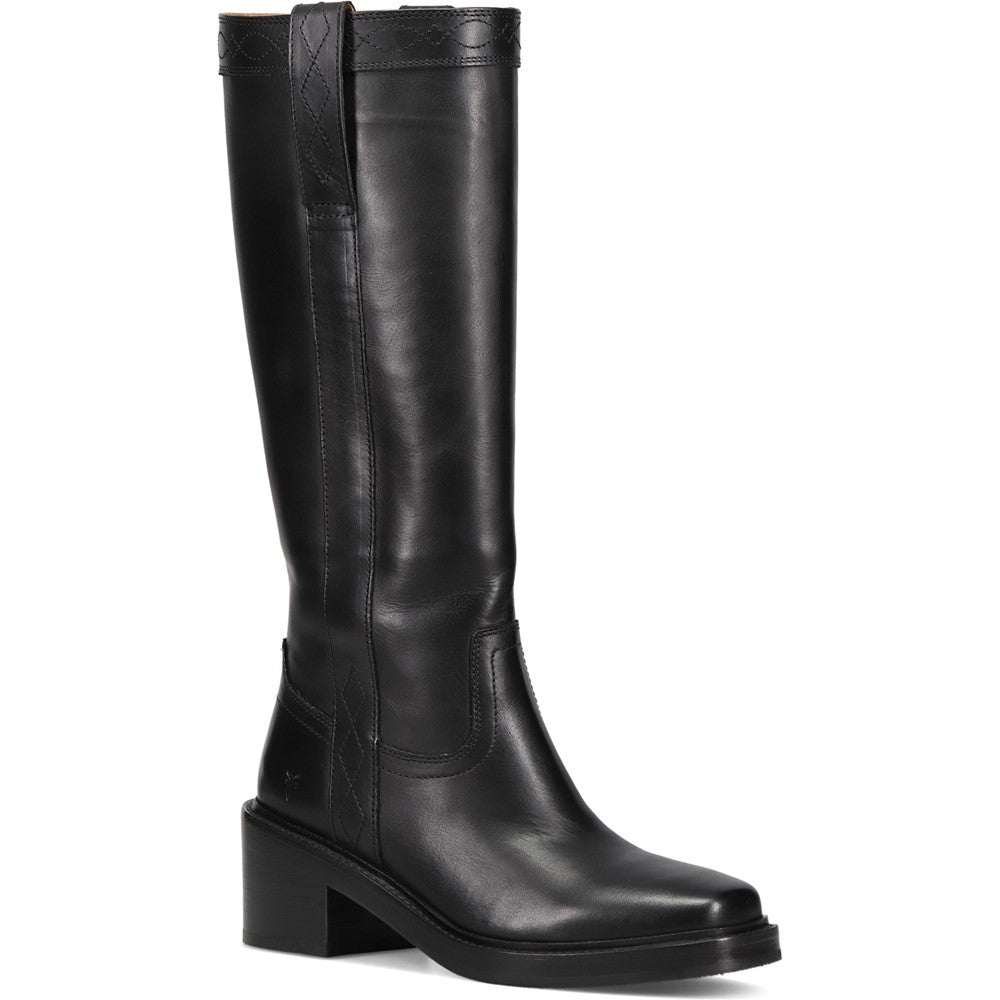 Three-quarter view of Frye Kate Pull On Boot in Black