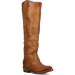 Three-quarter view of Frye Billy Softy Tall Boot in Amber