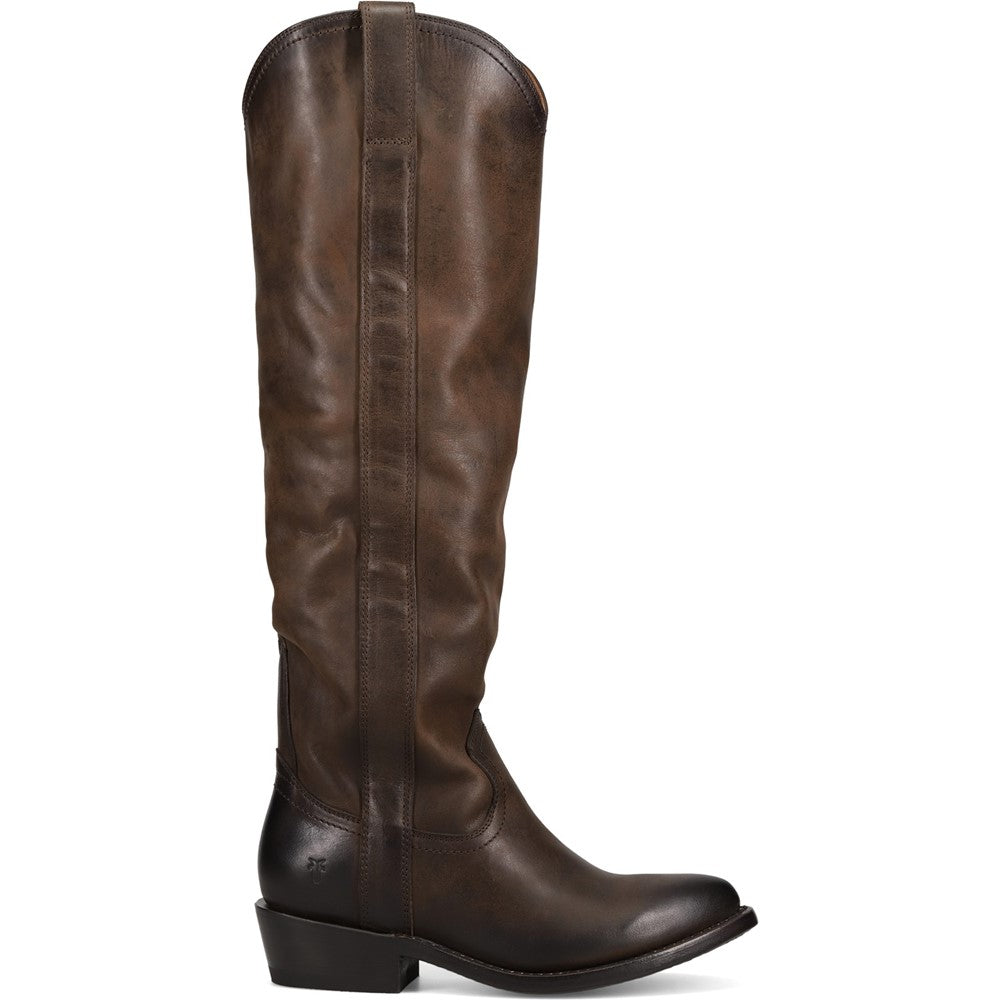 Side view of Frye Billy Softy Tall Boot in Brown